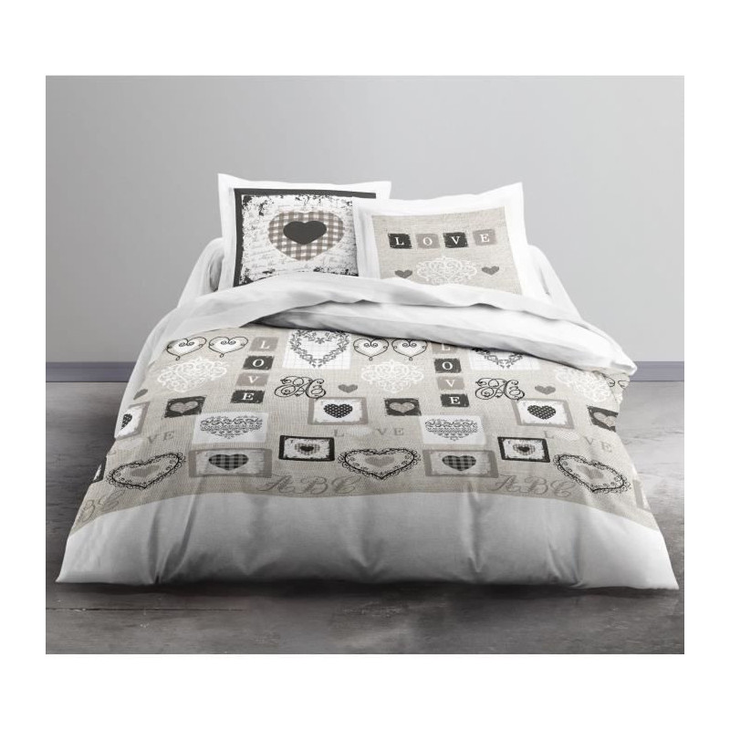 TODAY Cotton bed set 2 people - 240x260 cm - White print Eden