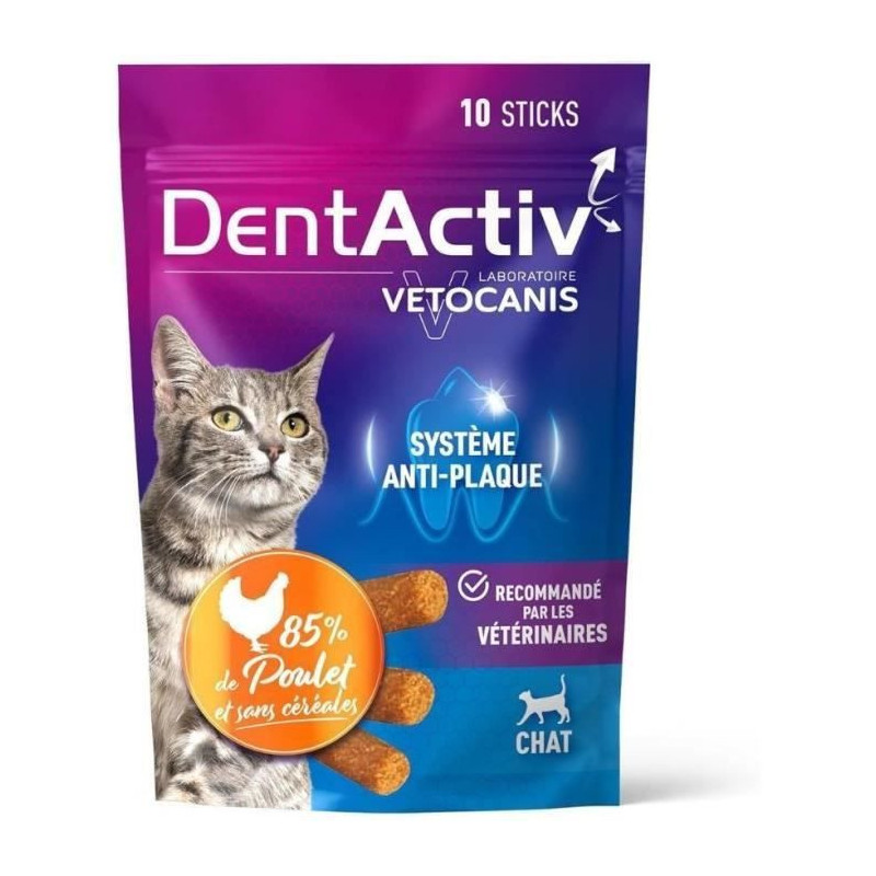 DentActiv - 10 Sticks - VETOCANIS - Chicken Oral Hygiene for Cats