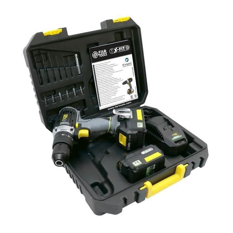 X-FIT PACK 'BIG WORK' 3 machines 18V + 2 batteries 18V 3.0Ah: Drill /