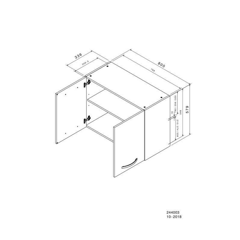 OSLO High cabinet 2 doors - White - L 80 x D 36 x H 58 cm