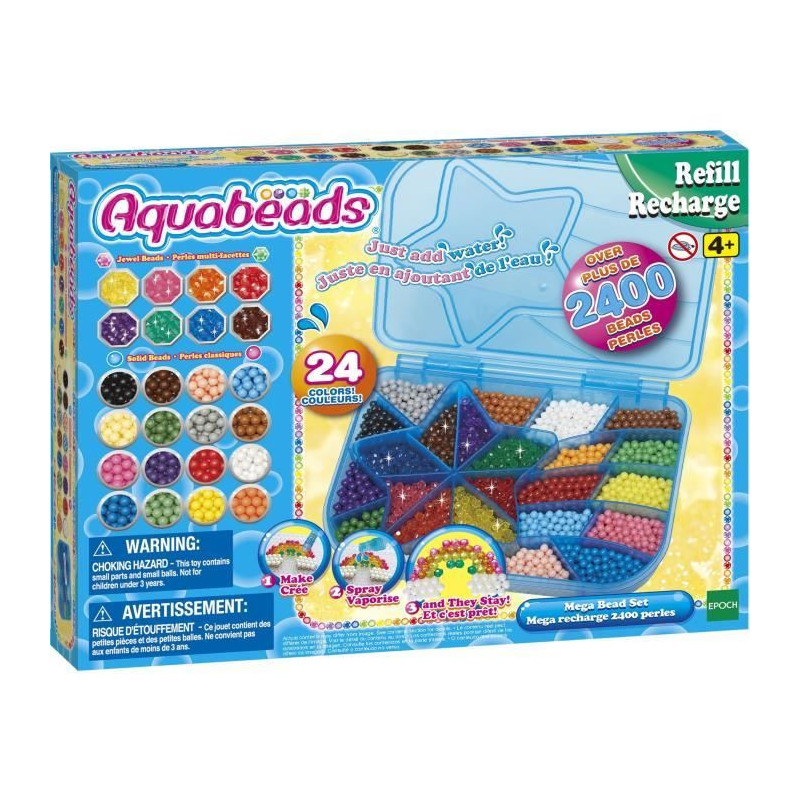 La mega recharge 2400 pearls - aquabeads - 31502 - 24 colors