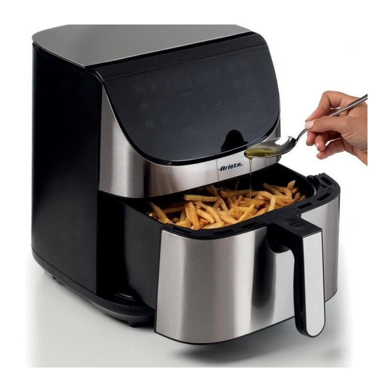 ARIETE digital oil-free fryer - brushed stainless steel - XXL 2 kilos