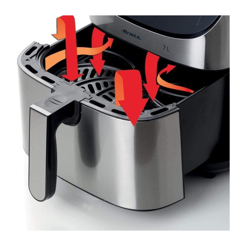 ARIETE digital oil-free fryer - brushed stainless steel - XXL 2 kilos