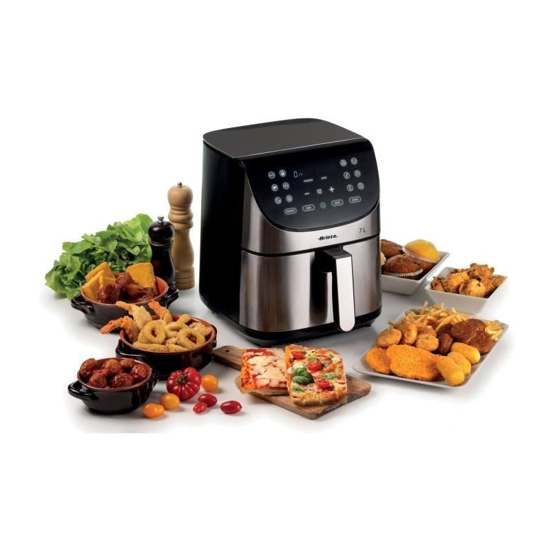 ARIETE digital oil-free fryer - brushed stainless steel - XXL 2 kilos