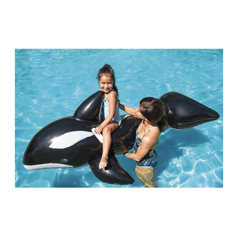 straddling inflatable killer whale with handles 2.03x1.02m