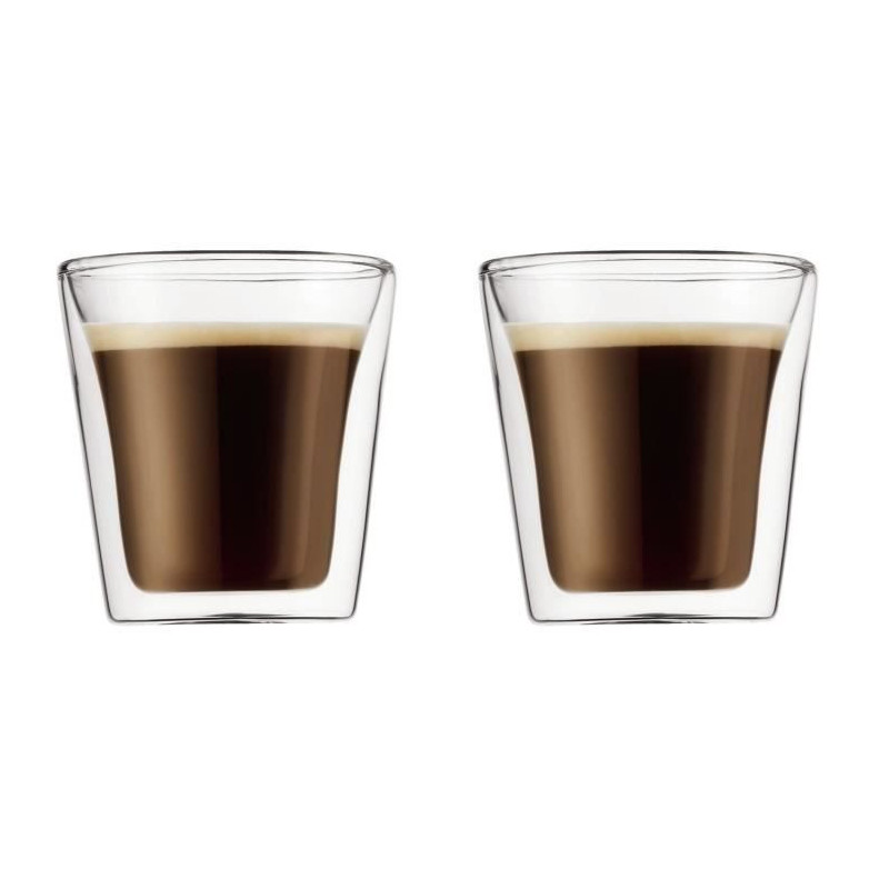 Set of 2 glasses - BODUM - Canteen - Double wall - 0.1 l - Transparent