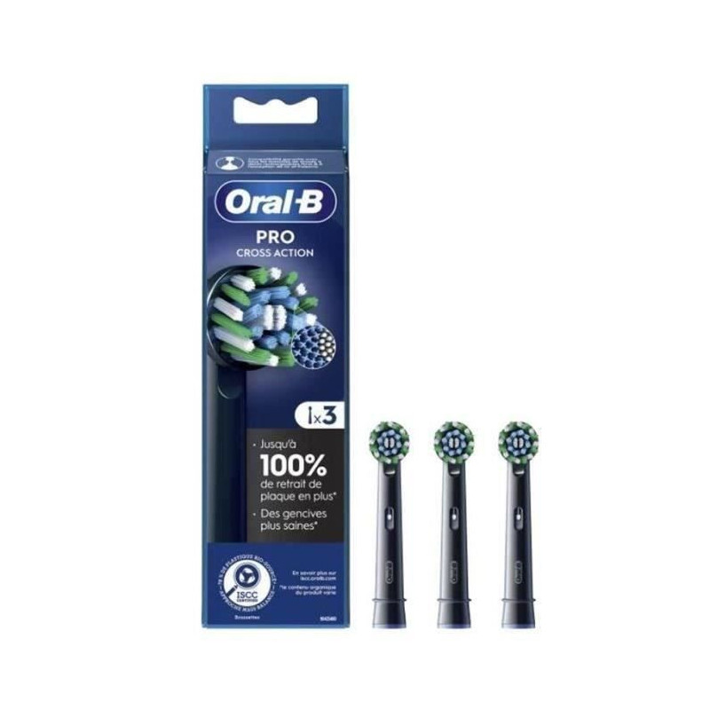 Oral-B Pro Cross Action Black Toothbrush Heads - 3 units
