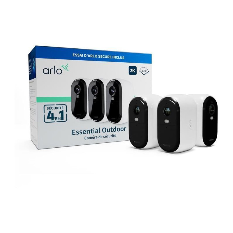 ARLO Essential2 Connected Security Camera - 3 Pack - 2K Resolution - C