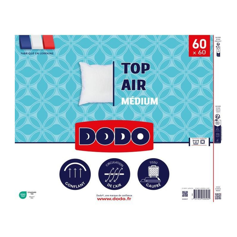 Pillow - DODO - MEDIUM TOP AIR - 60 x 60 cm - White