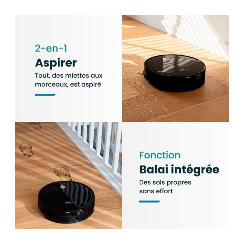EZICLEAN I-Bot Z5 Connected Robot Vacuum Mop - 75 min - 2.6Kpa - 60-90