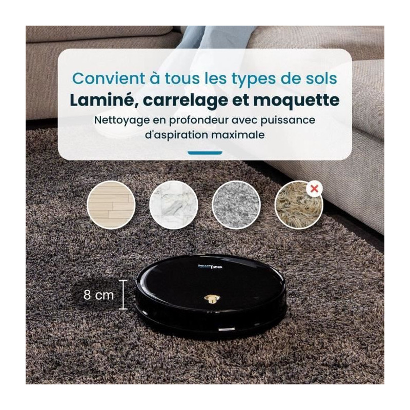 EZICLEAN I-Bot Z5 Connected Robot Vacuum Mop - 75 min - 2.6Kpa - 60-90