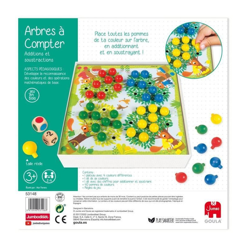 Educational game - GOULA - Counting trees - Wooden apples and dice