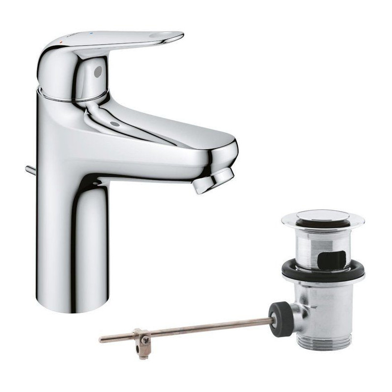 Single-lever basin mixer - GROHE Swift - 24328001 - Chrome - Size M -