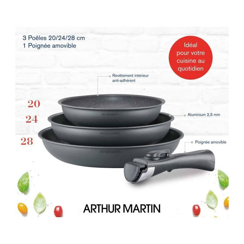 Arthur Martin AM521gm kitchen battery set with 3 stoves - matt gray 20