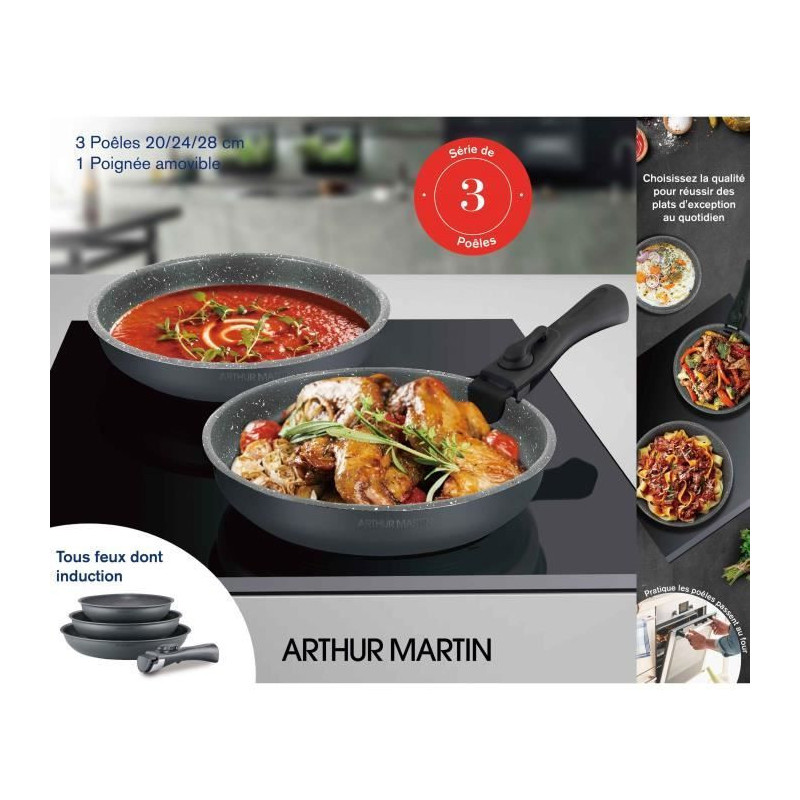 Arthur Martin AM521gm kitchen battery set with 3 stoves - matt gray 20