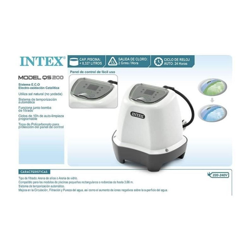 Intex - 26662 - QS200 salt sterilizer for swimming pools up to 8 m3