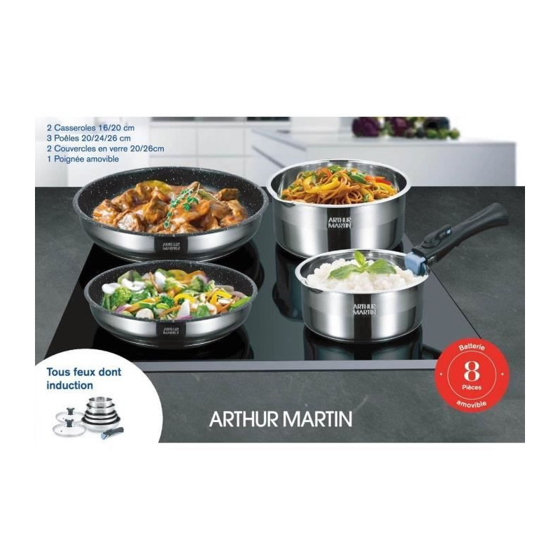 Arthur Martin AM2493 8 -piece kitchen battery - Stainless steel - Remo