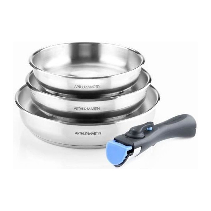 Set of 3 stoves 20-24-26 cm Arthur Martin AM1410 - Stainless steel - R