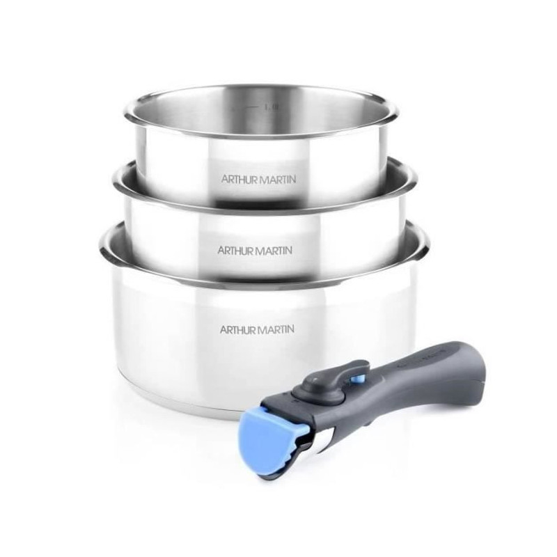 Set of 3 pans 16-18-20 cm Arthur Martin AM3710 - Stainless steel - Rem