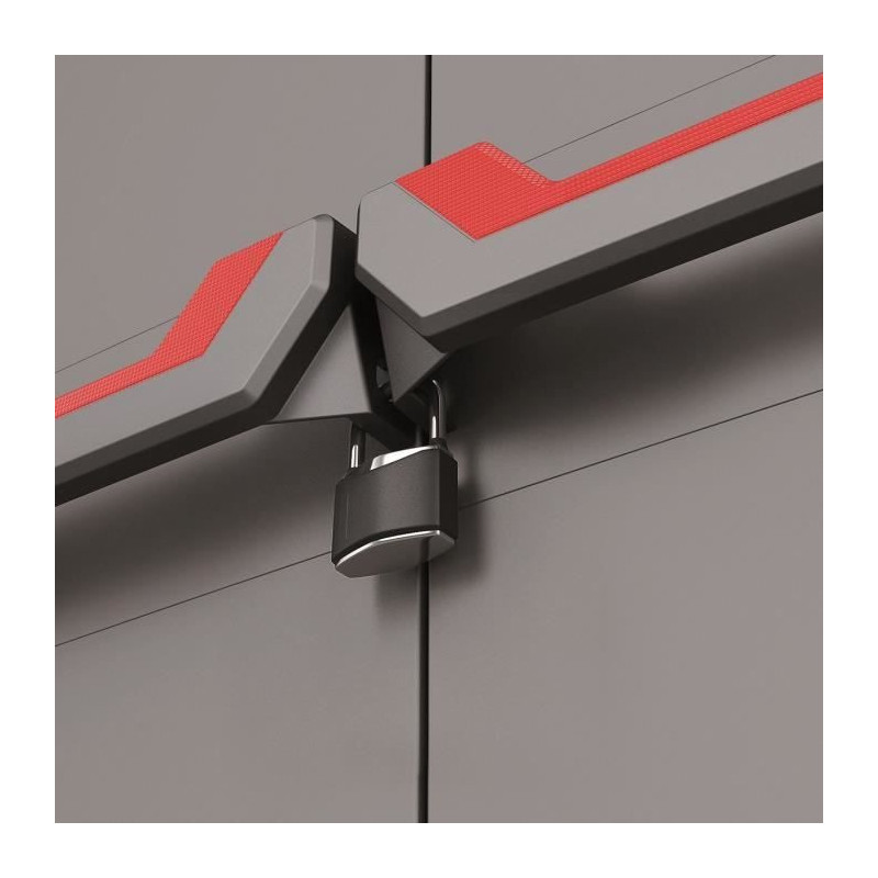 KETER | STILO LOW CABINET, Grey / Black / Red, 68 x 39 x 90 cm