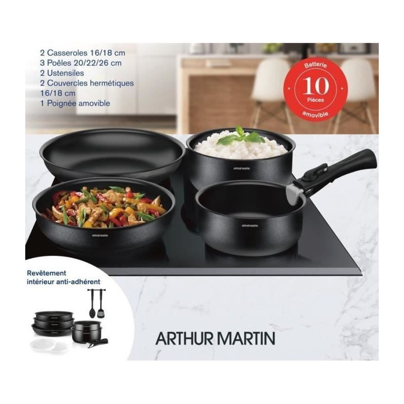 Cooking battery 10 rooms Arthur Martin - Aluminum - All lights except