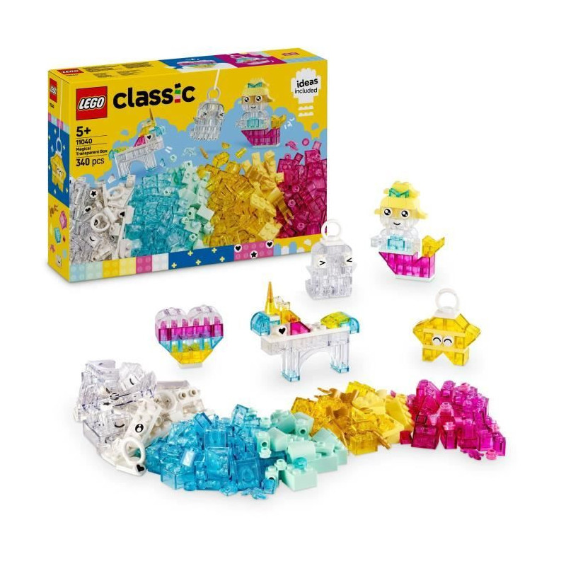 LEGO Classic 11040 Magical Transparent Brick Box - Building game for 5