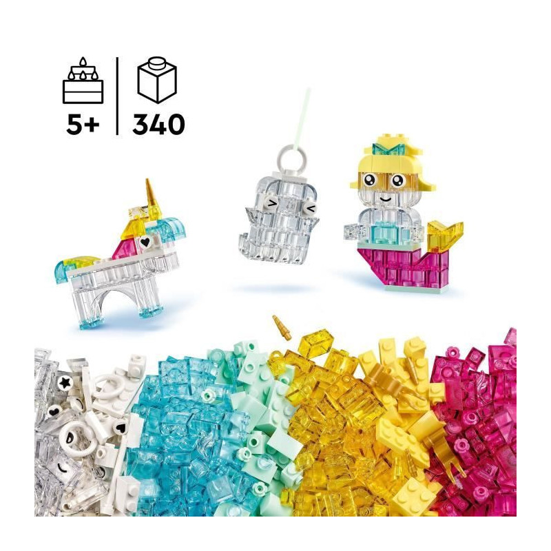 LEGO Classic 11040 Magical Transparent Brick Box - Building game for 5