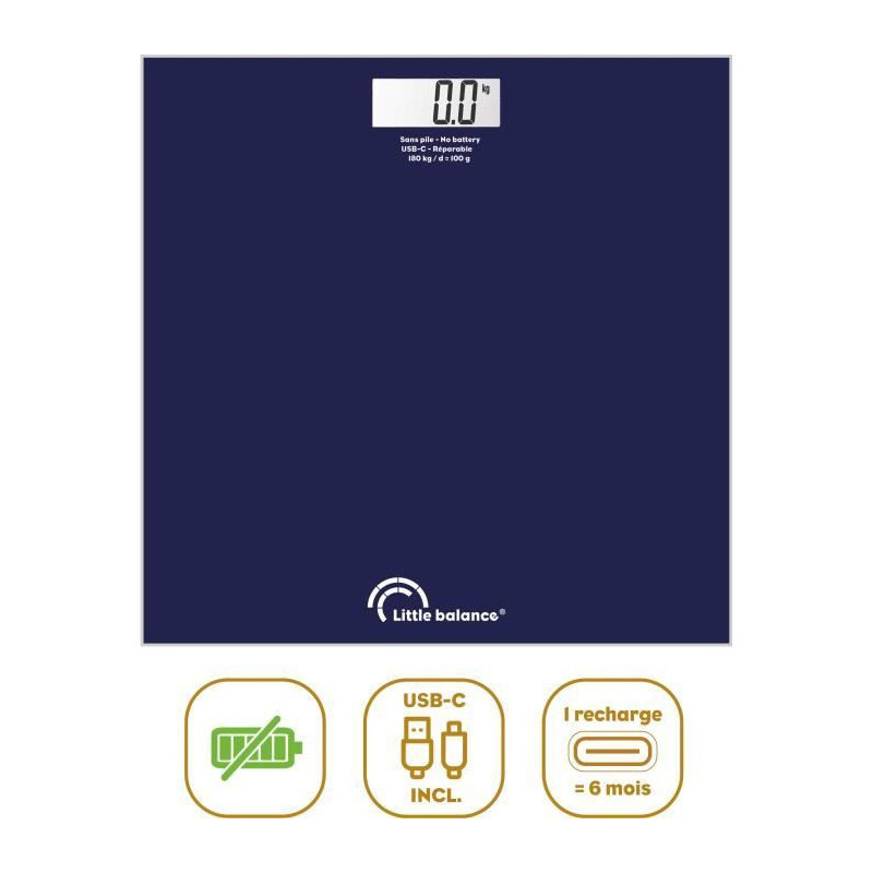 Bathroom scale - LITTLE BALANCE - SB3 - USB-C - Midnight blue