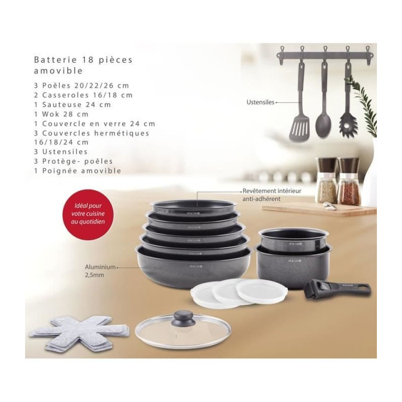 Cookware set - All hobs including induction - ART & CUISINE - AC1824 -