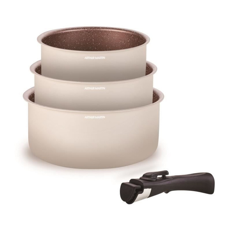 Set of 3 ARTHUR MARTIN saucepans - AM2655 - 16-18-20 cm + 1 removable