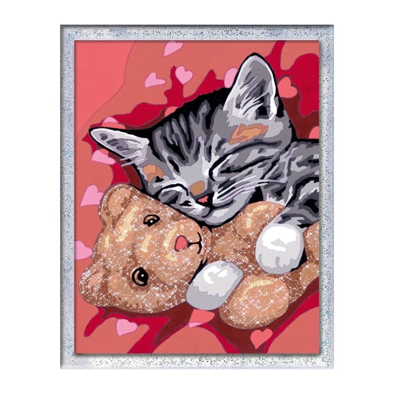 CreArt Kids 18x24cm Kitten and Teddy Bear, Paint by Numbers Kit, Ages