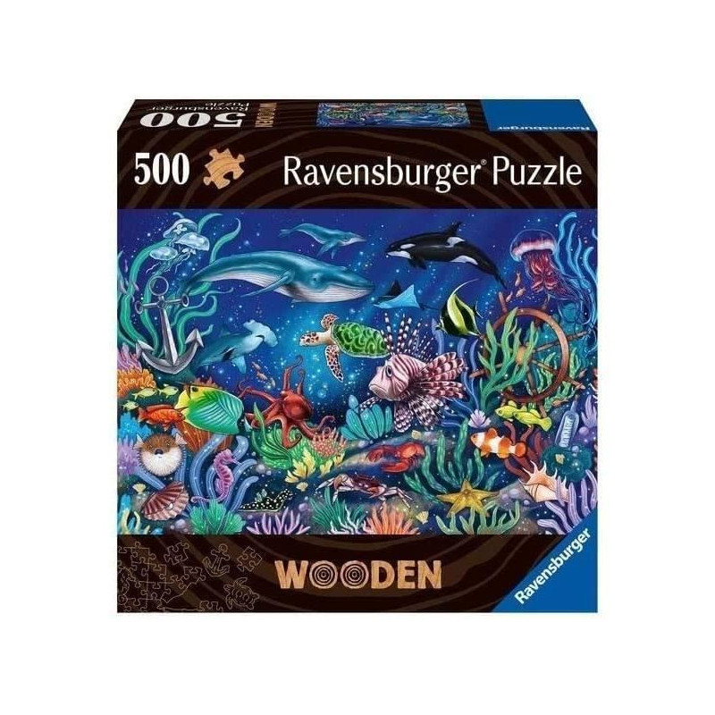 Wooden puzzle - rectangular - 500 pcs - colorful marine world - adult