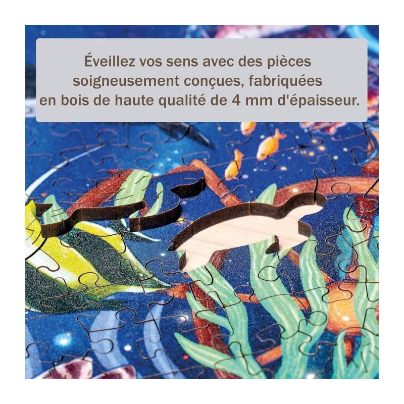 Wooden puzzle - rectangular - 500 pcs - colorful marine world - adult