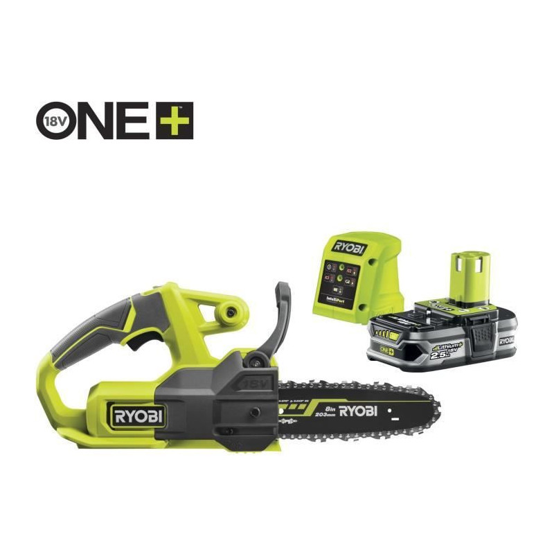Compact cordless chainsaw 18v Ryobi One+ - Guide 20 cm - Delivered wit