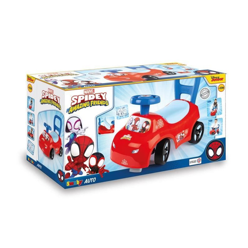 Smoby - 2 in 1 child car carrier - Spidey - Underseat storage + horn -