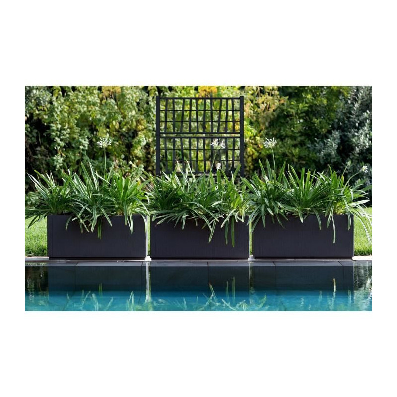 Ethica rectangular flower box 80 cm with graphite trellis