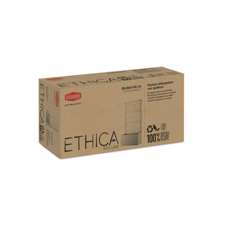 Ethica rectangular flower box 80 cm with graphite trellis