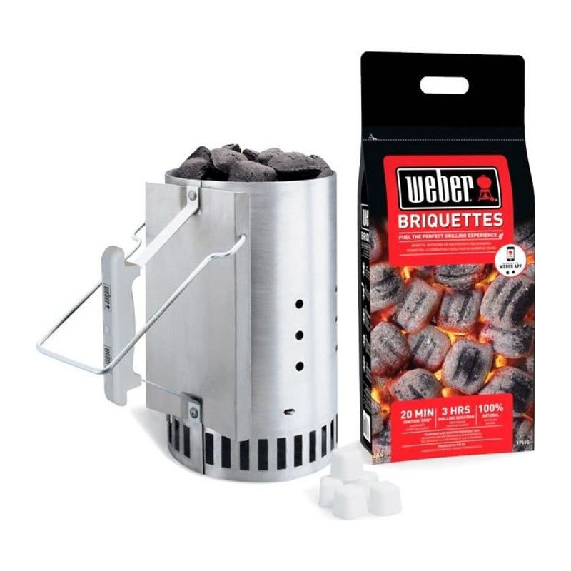 WEBER Rapidfire Ignition Chimney Kit - With 2 kg briquettes + 6 fire-r