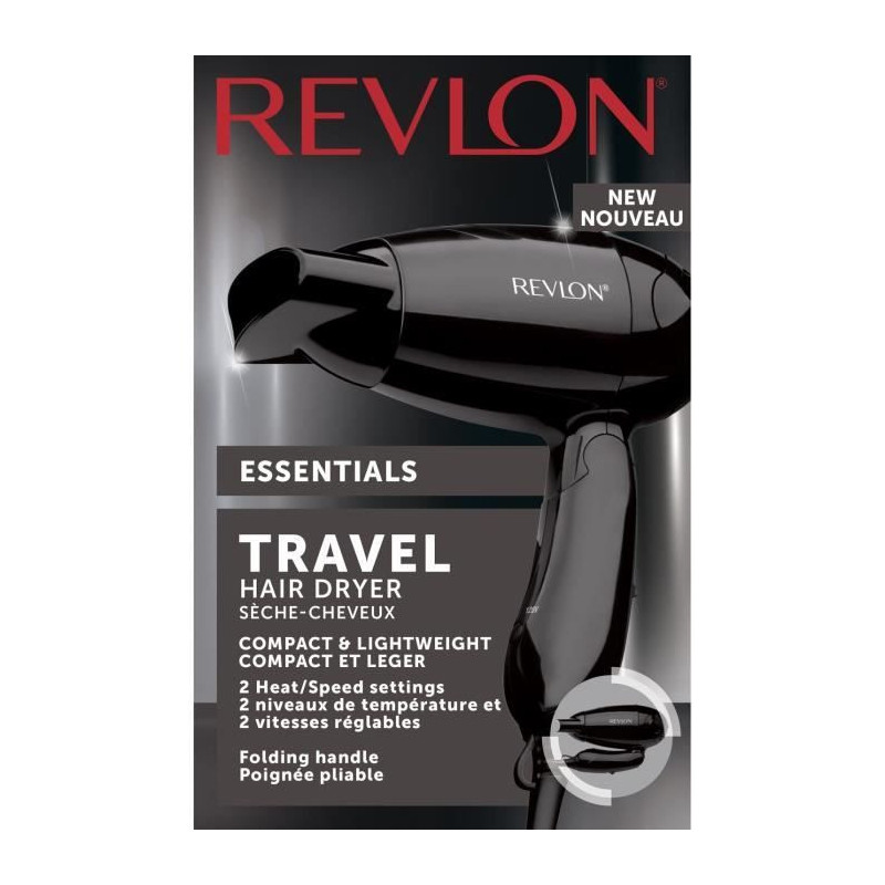REVLON RVDR5305E - Travel hairdryer - 1200 W - 2 heats - 2 speeds - Bi