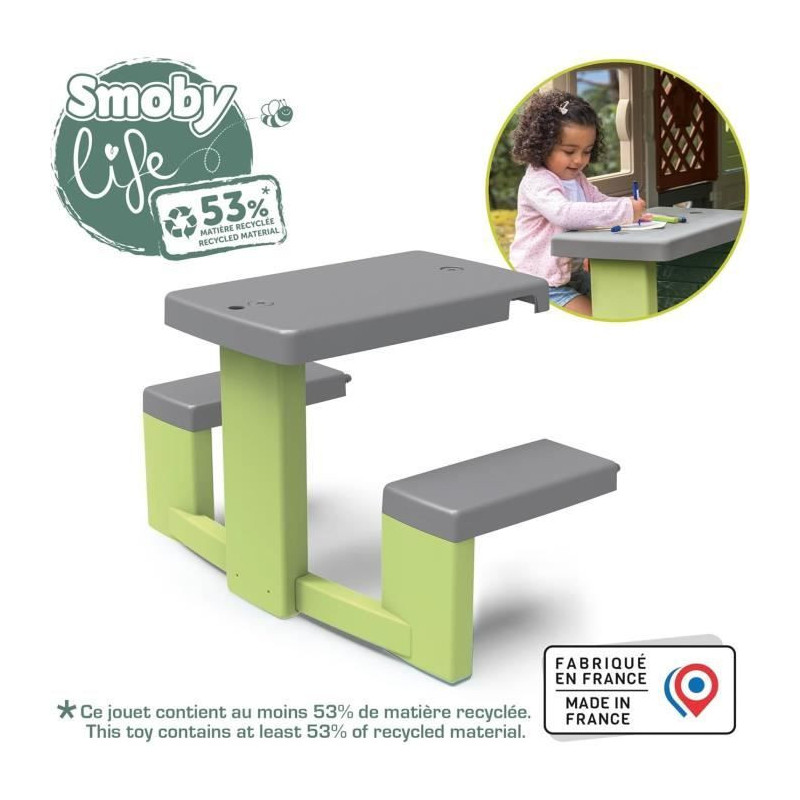 Smoby Life - Picnic table adaptable to Smoby houses - 2 benches