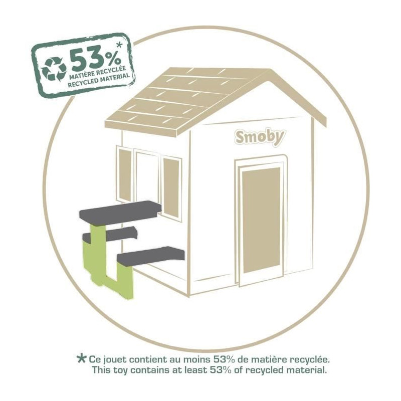 Smoby Life - Picnic table adaptable to Smoby houses - 2 benches