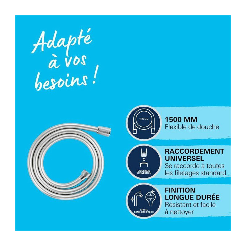 Shower hose - GROHE VitalioFlex 27505001 - 1.5m - Anti-kink - Anti-twi
