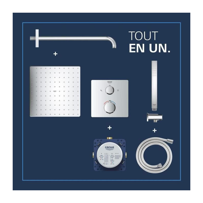 Built-in shower set - 1 jet - Thermostatic mixer - GROHE - 34881000 -