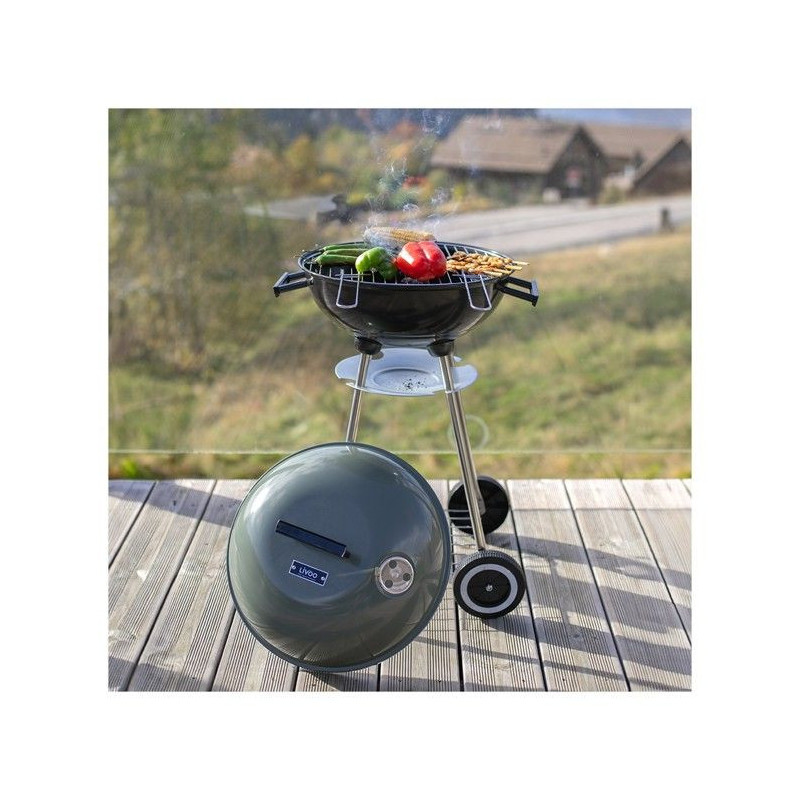 Charcoal barbecue - LIVOO - DOC172K - ø41 cm - Chrome-plated steel gr