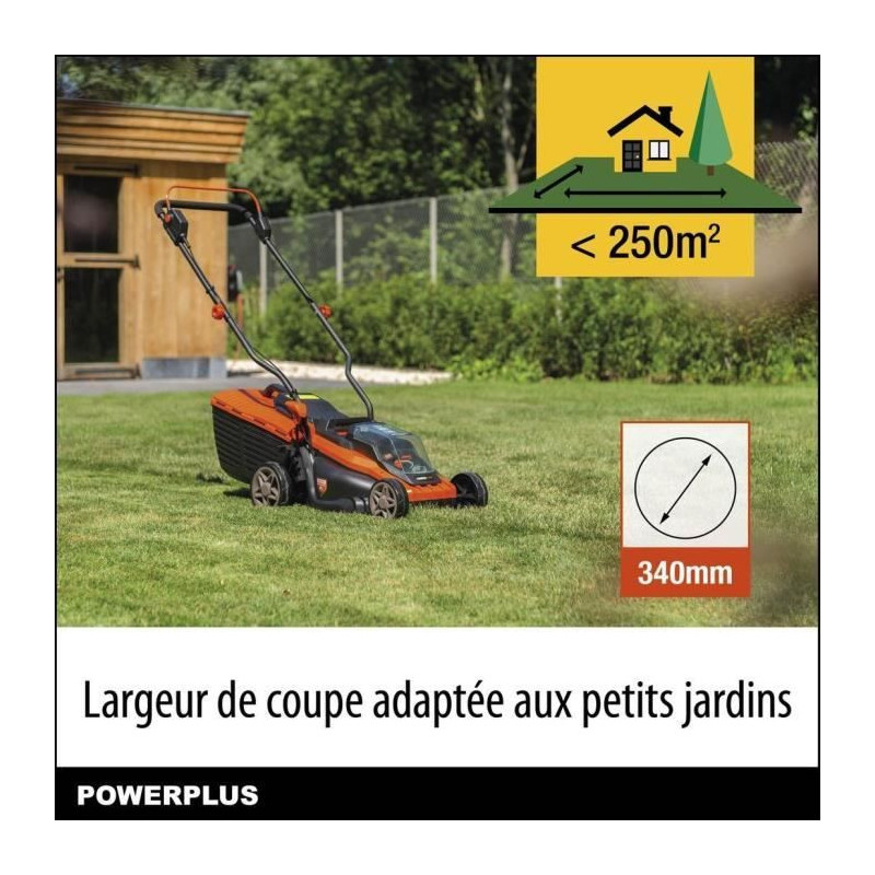 Battery mower 20V 34 cm of Dual Power Power Powdpglws1 - 4Ah battery a