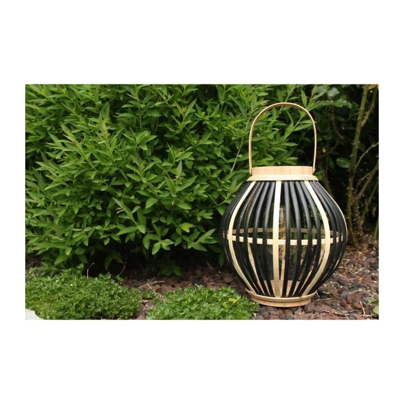 Bamboo solar lamp - Olivie - Black