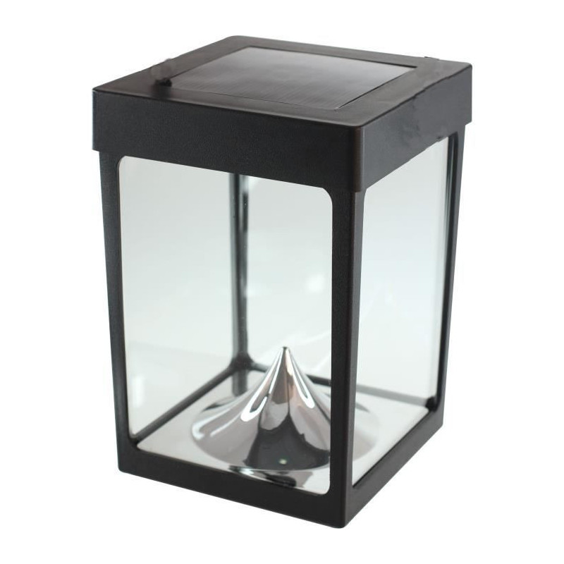 Mini solar tabletop tealight holder - Glass walls - Black