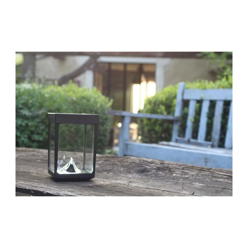 Mini solar tabletop tealight holder - Glass walls - Black