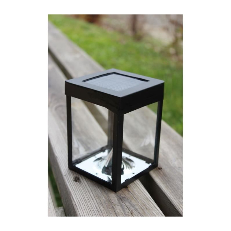 Mini solar tabletop tealight holder - Glass walls - Black