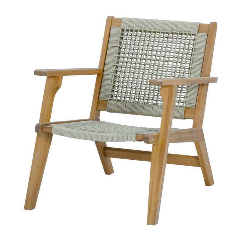 FSC acacia wooden garden armchair and braided resin - Merida model - o